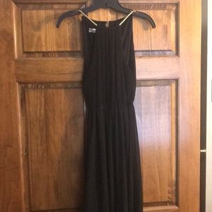Formal black maxi dress with gold straps sz M